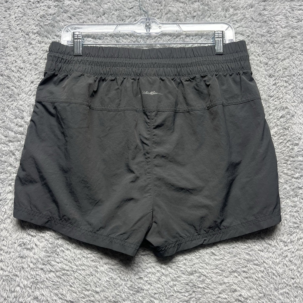 Eddie Bauer Shorts Womens Medium Gray Pull On Elastic Waist Nylon Running